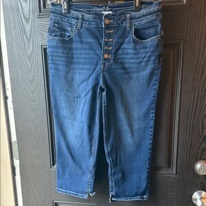 Mid-Rise Button-Fly Ankle Jeans in Indigo Wash